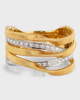 18K Yellow Gold Marrakech Five Strand Ring with Diamonds, Size 7