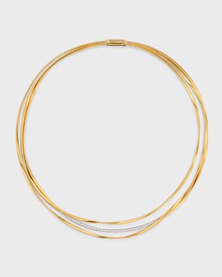 18K Yellow Gold Marrakech Three Strand Necklace with Diamonds