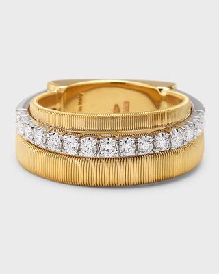 18K Yellow Gold Masai Ring with One Strand of Diamonds, Size 7