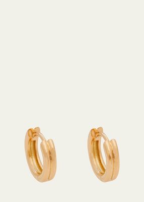 18K Yellow Gold Medium Double Link Huggie Earrings