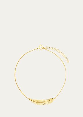 18K Yellow Gold Medium Feather Necklace