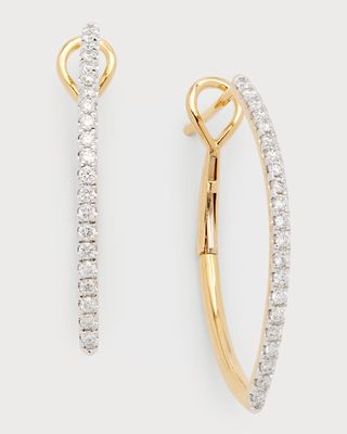 18K Yellow Gold Medium Half Diamond Polished Inside Marquise Earrings