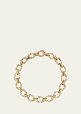 18K Yellow Gold Medium Oval Link Diamond Chain Bracelet