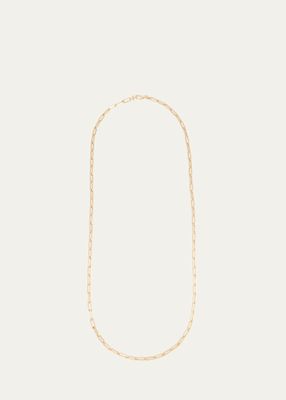 18K Yellow Gold Medium Rectangular Link Chain Long Necklace