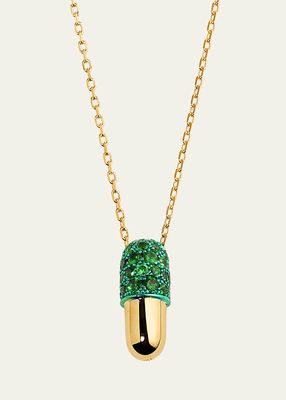 18K Yellow Gold Medium Tsavourite Pill Pendant Necklace