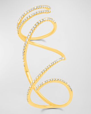 18K Yellow Gold Mega Swirl Diamond Ring, Size 7