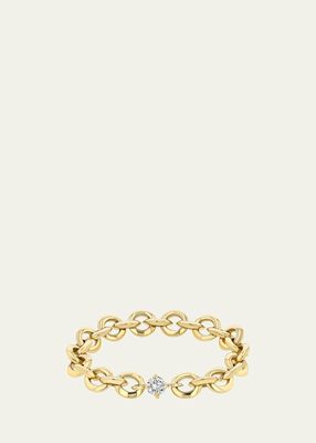 18K Yellow Gold Micro Soft Chain Ring with 2.5mm Diamond