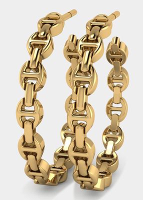 18K Yellow Gold Micro Tri-Link Earrings