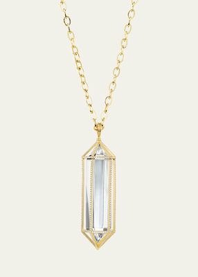 18K Yellow Gold Mini Diamond Accent Power Crystal Cage Necklace