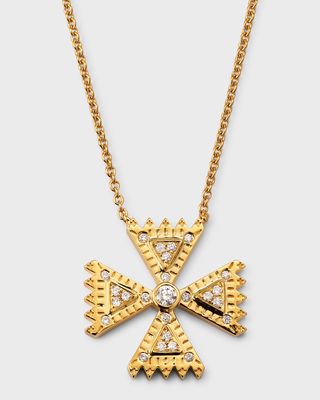 18k Yellow Gold Mini Diamond Crux Pendant Necklace