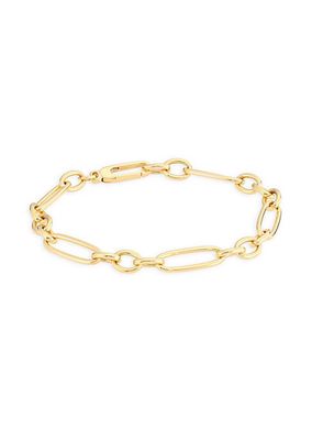 18K Yellow Gold Mixed Paper Clip Chain Bracelet