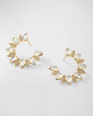18K Yellow Gold Mogul Earrings with Moon Quartz and Diamonds