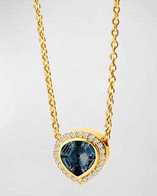 18K Yellow Gold Mogul Necklace with Gemstone and Diamonds
