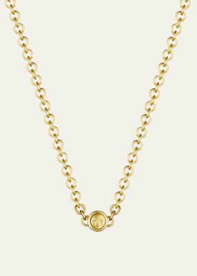 18K Yellow Gold Moon Chain Necklace with Diamonds