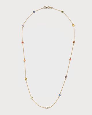 18K Yellow Gold Necklace with Multicolor Sapphires, 42cm