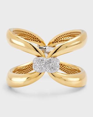18K Yellow Gold Open Cuff Bracelet with Diamonds