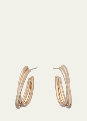 18K Yellow Gold Oval Intertwined Hoop Earrings