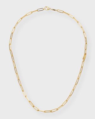 18k Yellow Gold Paper Clip Necklace, 18"L