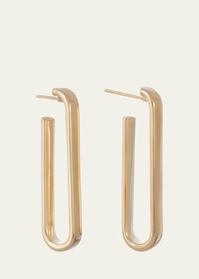 18K Yellow Gold Paperclip Hoop Earrings