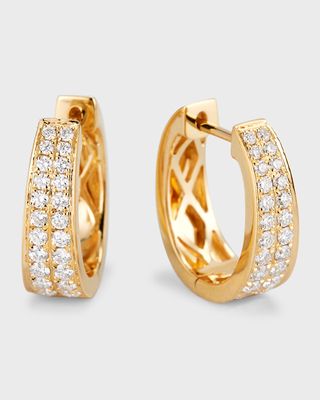 18K Yellow Gold Pave Diamond Meryl Huggie Earrings