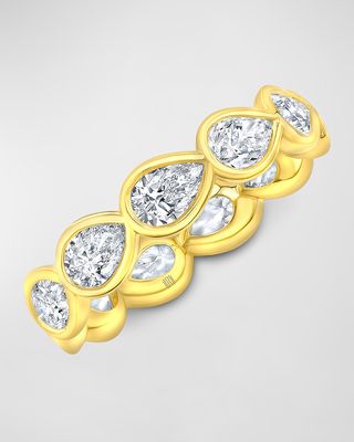 18K Yellow Gold Pear Shaped Diamond Buttercup Band, Size 6.5