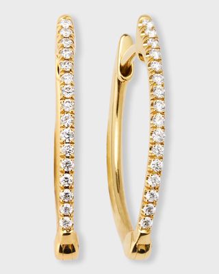 18K Yellow Gold Pear-Shaped Diamond Hoop Earrings
