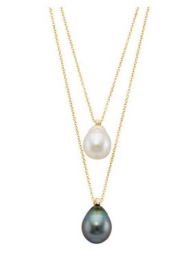 18K Yellow Gold, Pearl & 0.28 TCW Diamond Continuous Necklace