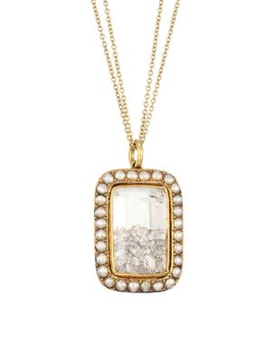 18K Yellow Gold, Pearl & Diamond Pendant Necklace - Gold - Gold