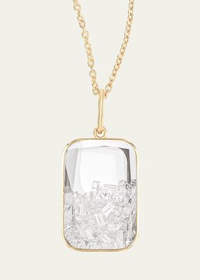 18K Yellow Gold Pendant Necklace with Diamonds Enclosed in White Sapphire Kaleidoscope Shaker