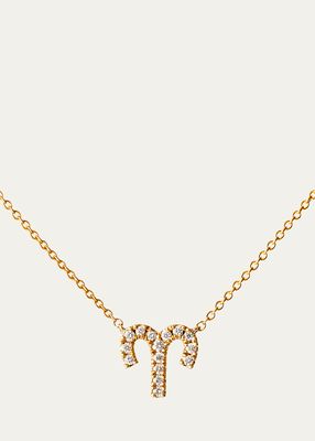 18K Yellow Gold Petit Sign Aries Necklace with Diamonds