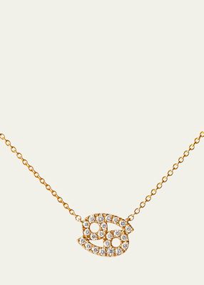 18K Yellow Gold Petit Sign Cancer Necklace with Diamonds