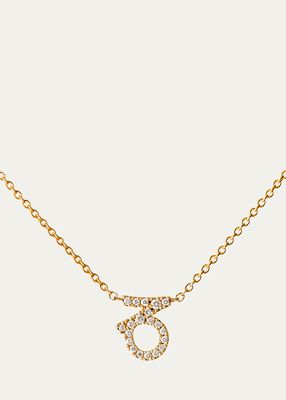 18K Yellow Gold Petit Sign Capricorn Necklace with Diamonds