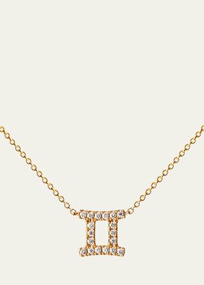 18K Yellow Gold Petit Sign Gemini Necklace with Diamonds