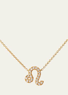 18K Yellow Gold Petit Sign Leo Necklace with Diamonds