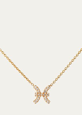18K Yellow Gold Petit Sign Pisces Necklace with Diamonds