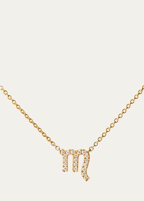 18K Yellow Gold Petit Sign Scorpio Necklace with Diamonds