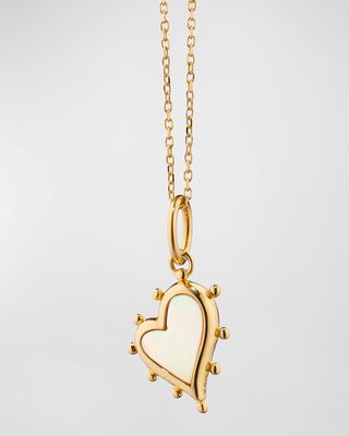 18K Yellow Gold Petite Mother of Pearl Heart Necklace