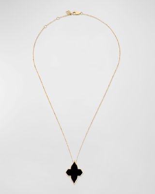 18K Yellow Gold Piano Black Minimalistic Necklace, 16-18"L