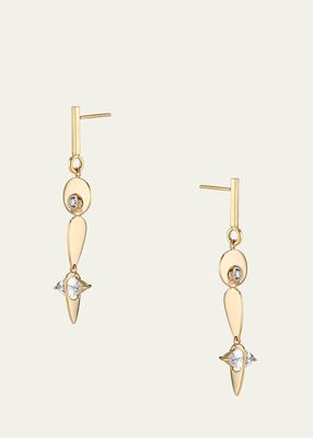 18K Yellow Gold Pierced Pear Marquise Diamond Circle Drop Earrings