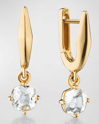 18K Yellow Gold Points North Drop Earrings with Rock Crystals