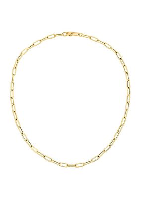 18K Yellow Gold Polished & Fluted Paper Clip Chain Necklace