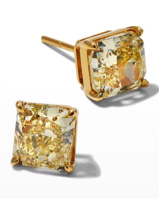 18k Yellow Gold Radiant-Cut Fancy Yellow Diamond Earrings