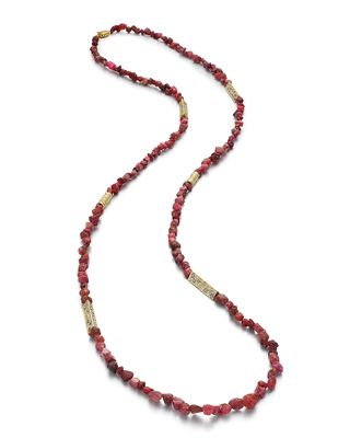18k Yellow Gold Red Spinel, Sapphire and Diamond Necklace