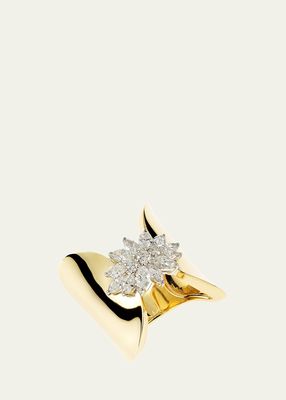 18K Yellow Gold Ring with Diamond Cluster
