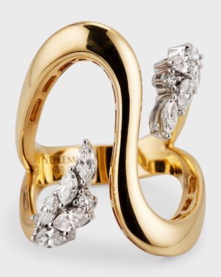 18K Yellow Gold Round and Marquise Diamond Ring