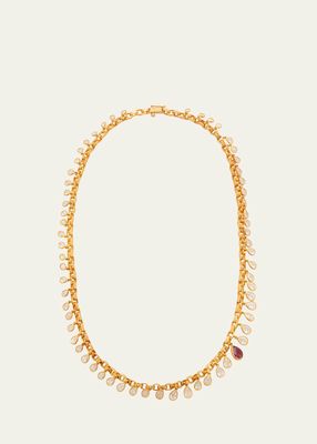 18K Yellow Gold Ruby and Diamond Veil Drop Necklace