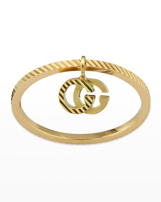 18k Yellow Gold Running G Ring with Charm