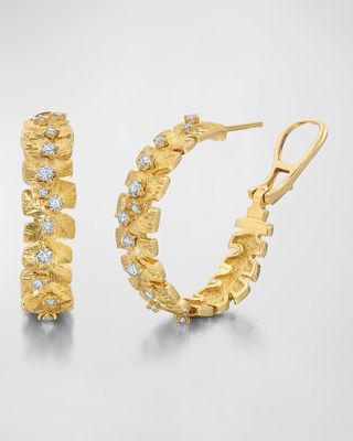 18k Yellow Gold Samambaia Diamond Hoop Earrings