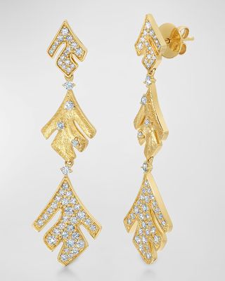 18k Yellow Gold Samambaia Triple Drop Diamond Earrings