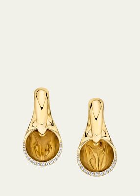 18K Yellow Gold Sine Earrings with Diamonds